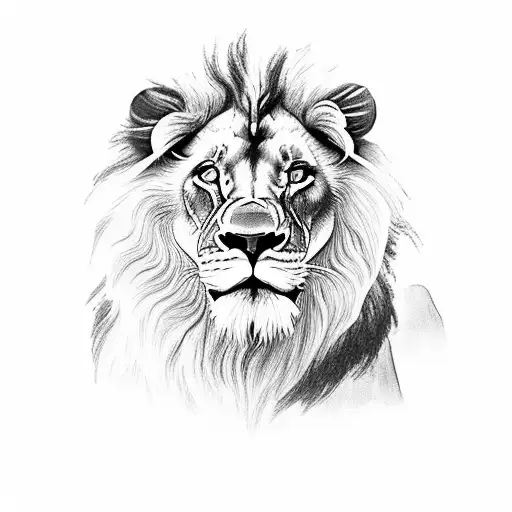 lion standing with his cub in front tattoo design idea