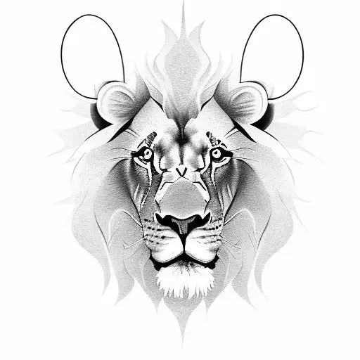 lion with cub jn front tattoo design idea