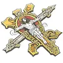 jesus cross, 47 number,  tattoo design idea