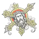 jesus cross, 47 number,  tattoo design idea