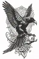 raven with playboy bunny  tattoo design idea