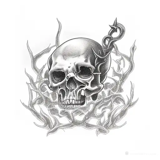 Necromancer raising dead in a graveyard tattoo design idea