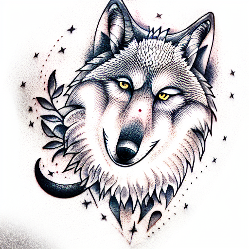 Moon and wolf tattoo design idea