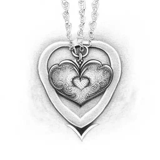 Dotwork "Infinity Necklace With Heart Inside..." Tattoo Idea BlackInk AI