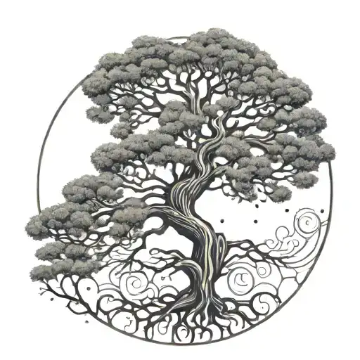 A tree of life with brain waves as roots, representing strength and growth in overcoming epilepsy challenges tattoo design idea