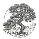 A tree of life with brain waves as roots, representing strength and growth in overcoming epilepsy challenges tattoo design idea
