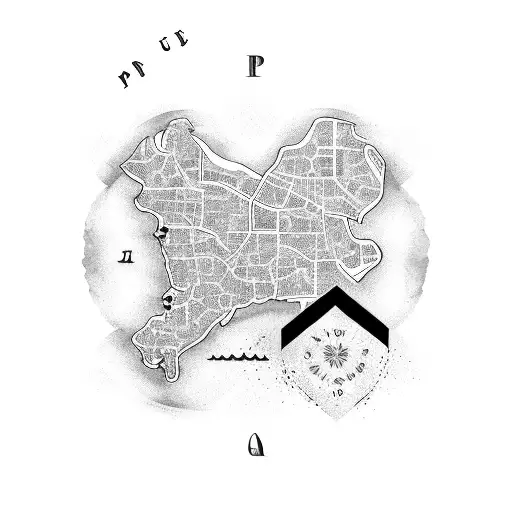 Piauí state map with landmarks tattoo design idea