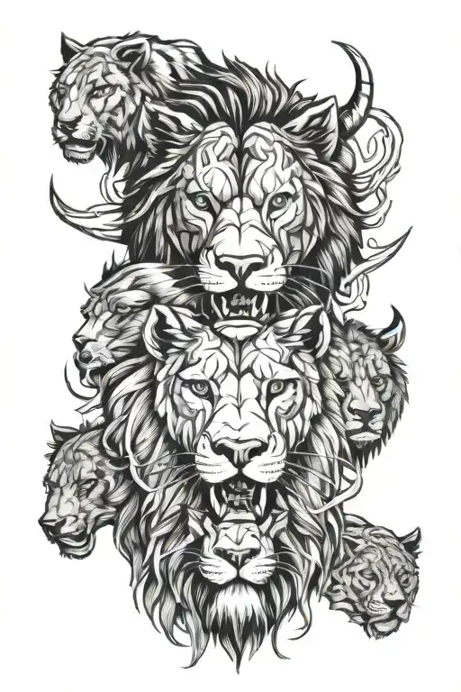 bull bear lion wolf face tattoo design idea