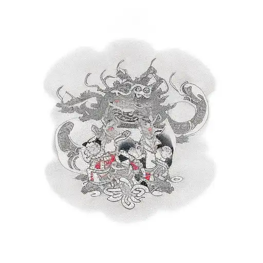 family wife 3 kids  tattoo design idea