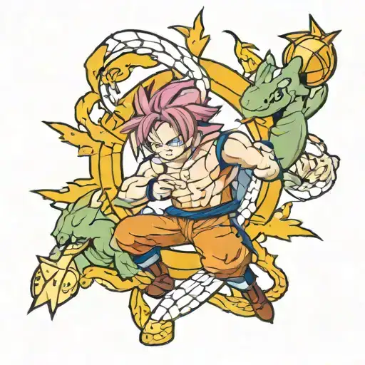 Tattoo which include the Fairy Tail Logo and the 4 Star Dragonball tattoo design idea