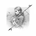 flute with arrow  tattoo design idea