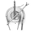 flute with arrow  tattoo design idea