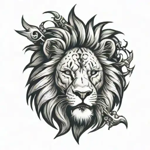 lion  Ace of spikes tattoo design idea