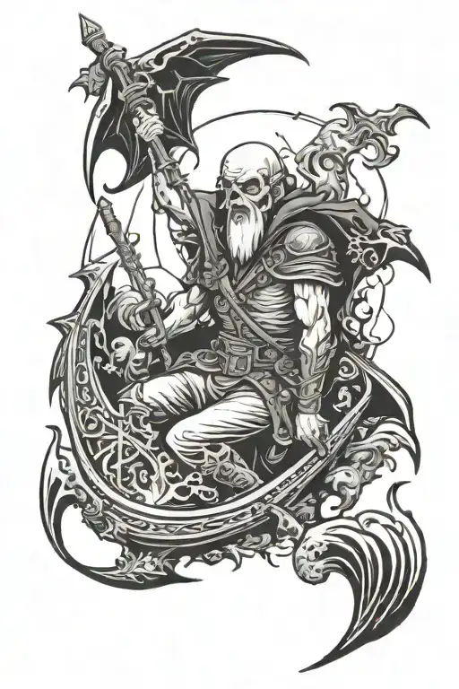 charon boatman from hades tattoo design idea