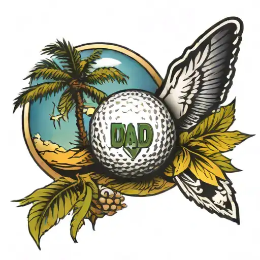 dad memorial, golf ball, airforce veteran, palmtree tattoo design idea
