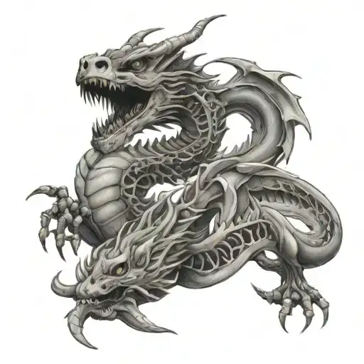 Skeleton dragon china tattoo design idea