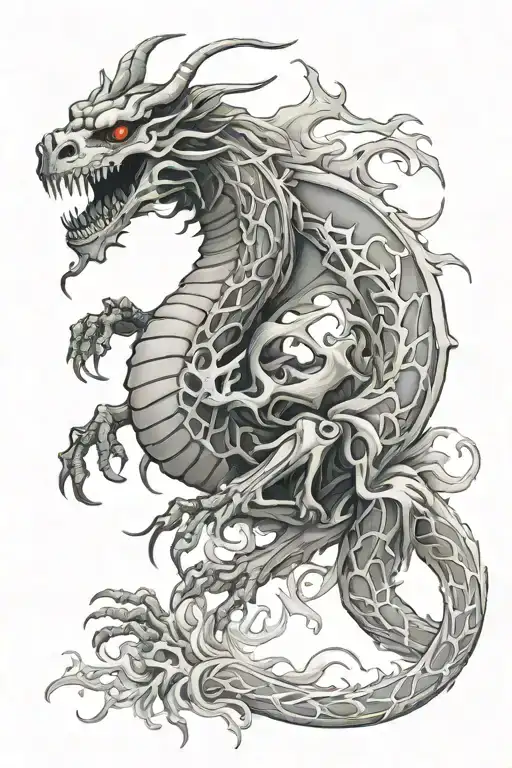 Skeleton dragon china tattoo design idea
