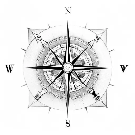 compass, steampunk, cyber, rose tattoo design idea