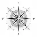 compass, steampunk, cyber, rose tattoo design idea