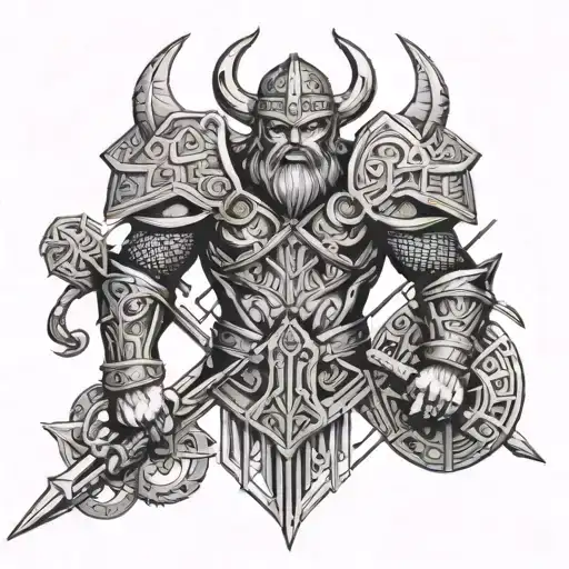 Heavy Metal and Viking warrior tattoo design idea