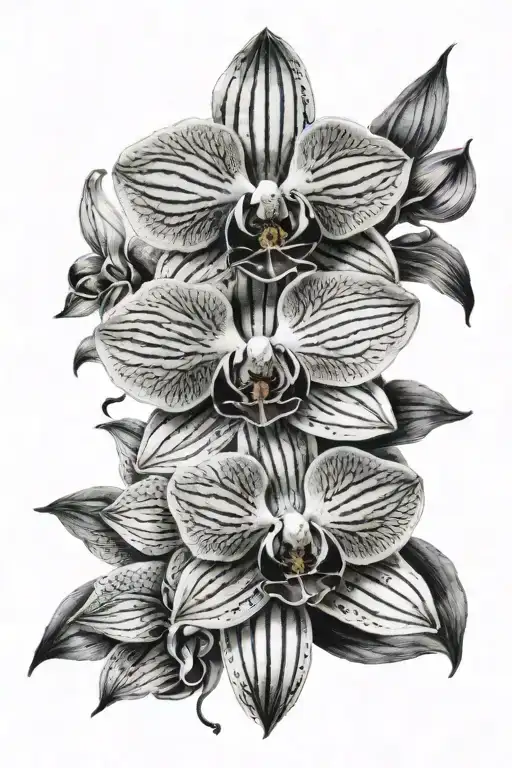 orquidea flower together tattoo design idea