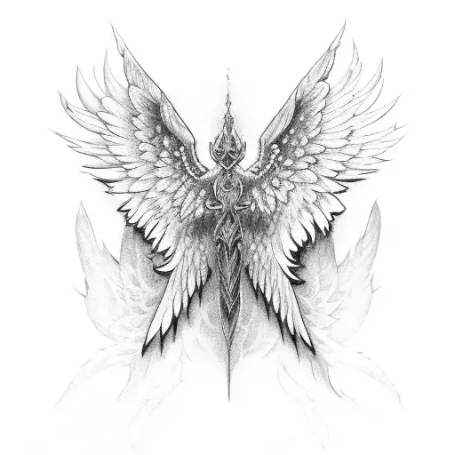 broken wings tattoo design idea