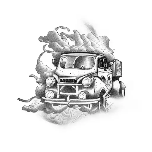 rave truck pirate tattoo design idea