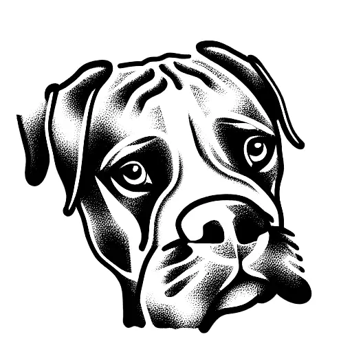 boxer dog with rose tattoo design idea
