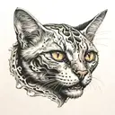 cat half of skull tattoo design idea