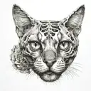 cat half of skull tattoo design idea
