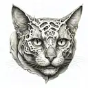 cat half of skull tattoo design idea