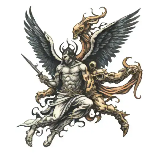 war in heaven angels vs demons tattoo design idea