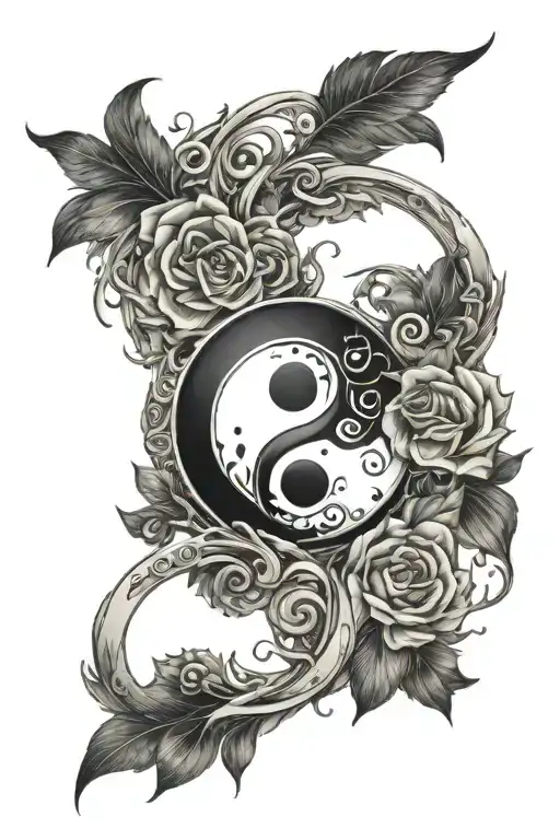 ying yang symbol, peace symboll, music tattoo design idea