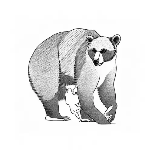 mama bear  and cub tattoo design idea