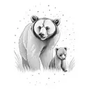 mama bear  and cub tattoo design idea