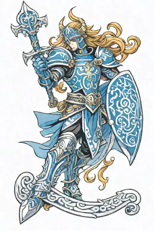 Shaka de Virgo zodiac knight tattoo design idea