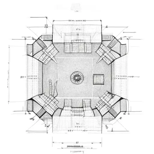 A realistic blueprint of a boxing ring, showcasing the precise measurements and design elements tattoo design idea