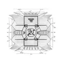 A realistic blueprint of a boxing ring, showcasing the precise measurements and design elements tattoo design idea