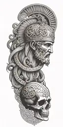 Greek mythology / Greek Orthodox Church symbols incorporated into the design, with added smoke tattoo design idea