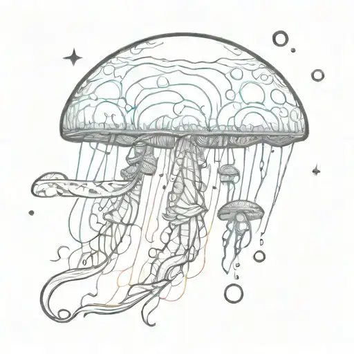 jellyfish and moon tattoo design idea