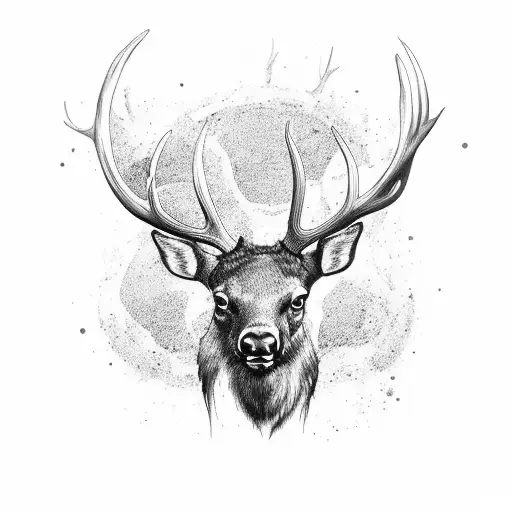 elk with american football, basketball and voleyball stock un the antler tattoo design idea