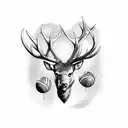 elk with american football, basketball and voleyball stock un the antler tattoo design idea