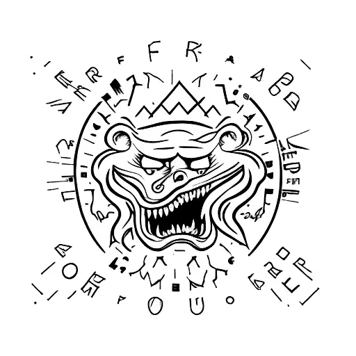 fear god written in black letters tattoo design idea