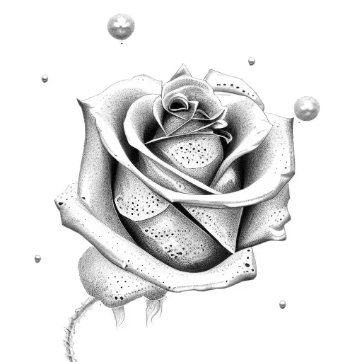 Rose and pearl tattoo design idea