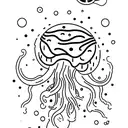 A cosmic jellyfish-like creature with tentacles made of stardust floating in the vastness of space tattoo design idea