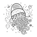 A cosmic jellyfish-like creature with tentacles made of stardust floating in the vastness of space tattoo design idea