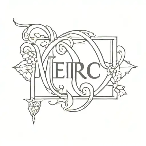 word Mercy Stained Glass tattoo design idea