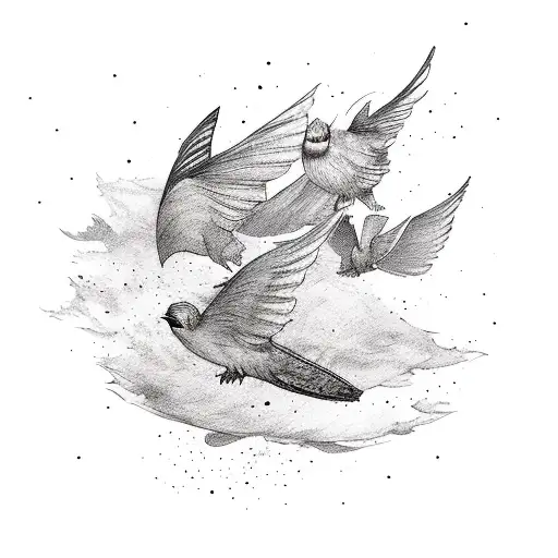 A stack of books with their pages turning into flying birds, representing the power of imagination and the escape books provide tattoo design idea