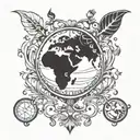 Globe earth pic surrounded tattoo design idea
