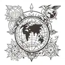 Globe earth pic surrounded tattoo design idea